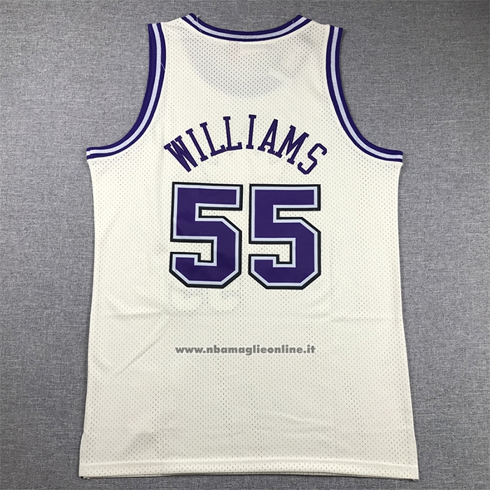 Maglia Sacramento Kings Jason Williams #55 Mitchell & Ness Chainstitch Crema